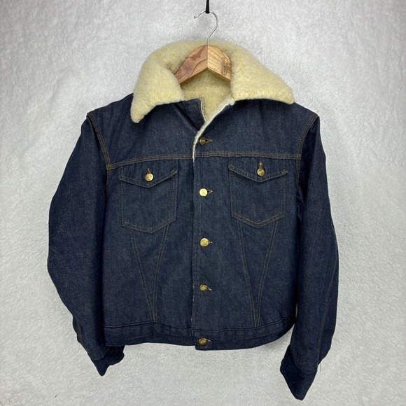 Vintage 60s Carhartt Denim Jacket Sherpa Lined Mens Extra Small 36 - Picture 1 of 15